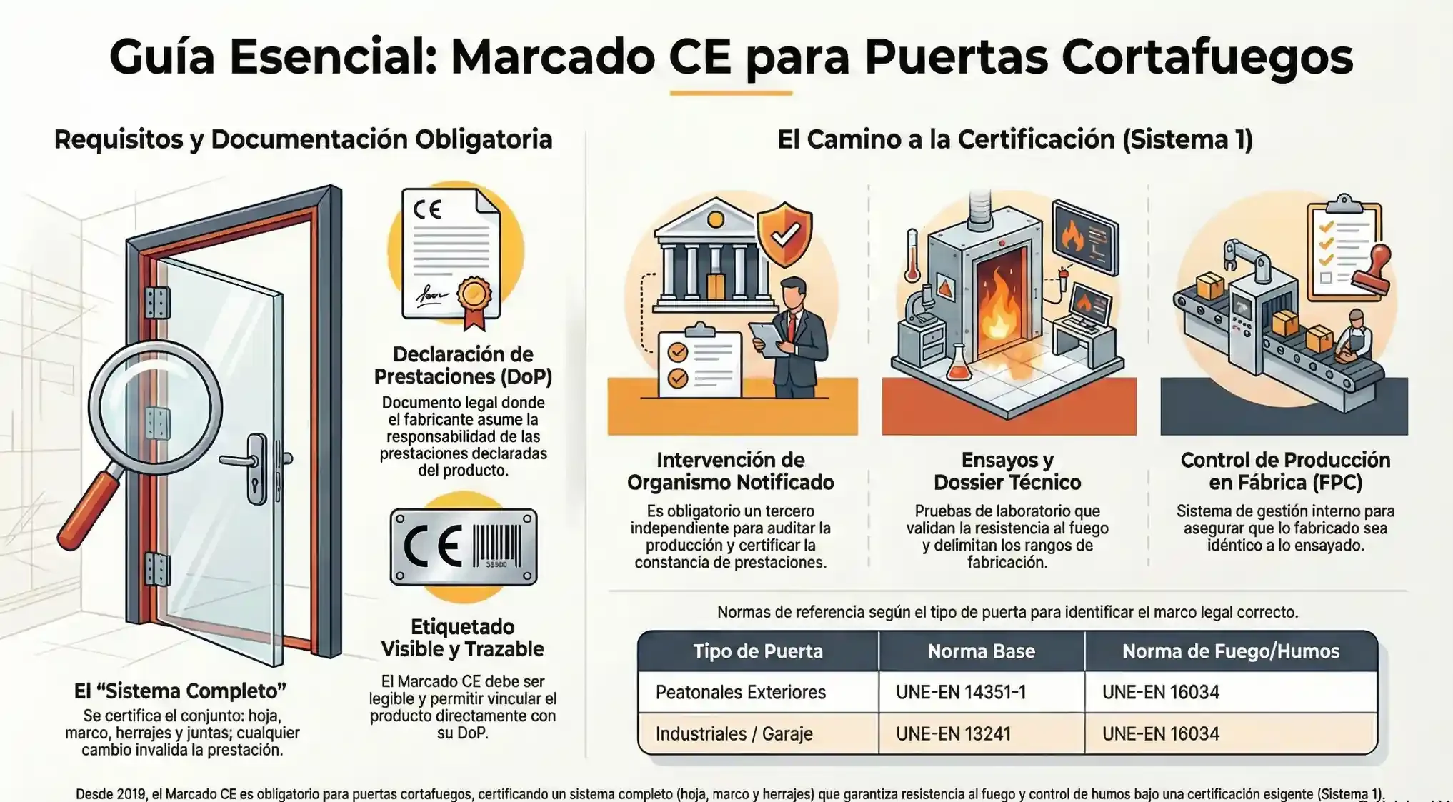Marcado CE para puertas cortafuegos Infografía explicativa sobre el marcado CE en puertas cortafuegos