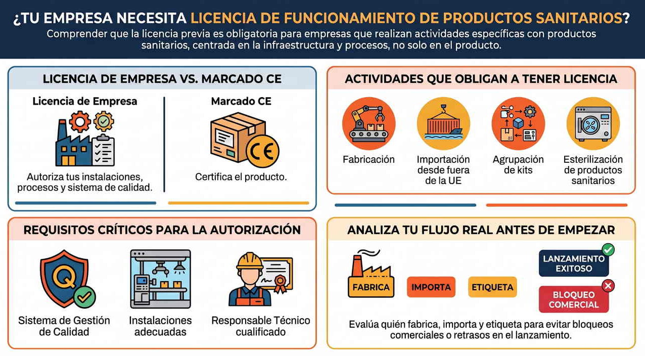 Infografía sobre Licencia previa de funcionamiento de instalaciones de productos sanitarios