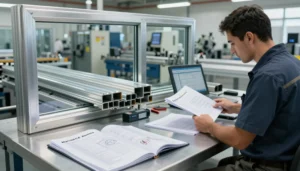Materiales de aluminio para construcción creados en una fábrica