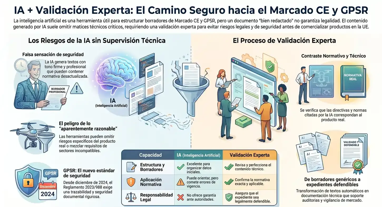 Infografía validación documentación con IA Infografía explicativa sobre hacer el marcado CE únicamente con la IA